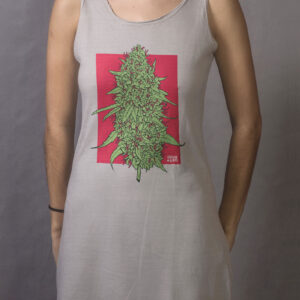 Vestido Regata - Estampa Bud Fundo Vermelho