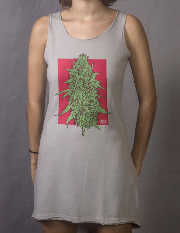 Vestido Regata - Estampa Bud Fundo Vermelho