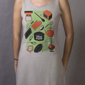 Vestido Regata - Estampa Culinária Cannabica Fundo Verde