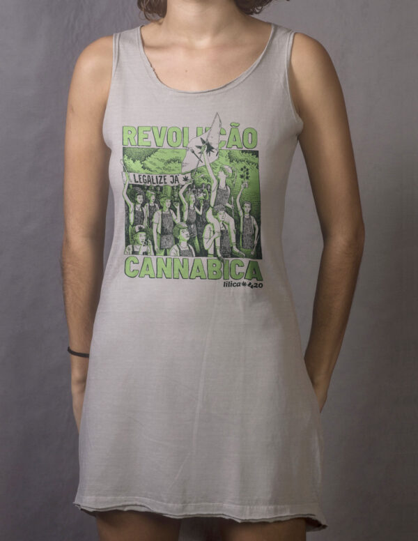 Vestido Regata - Estampa Revolução Cannabica Verde